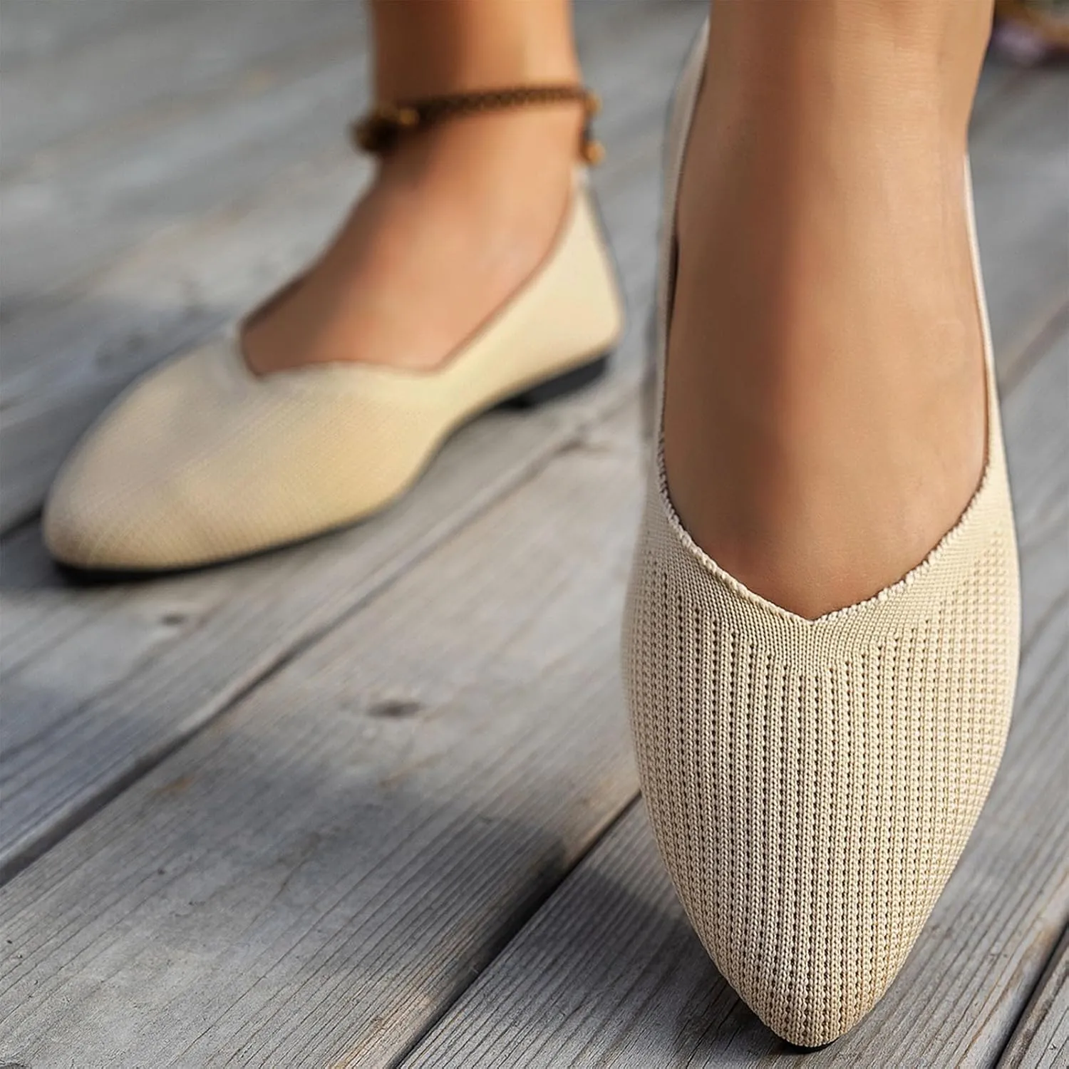 Women's Flats Shoes Comfortable Dress Shoe Pointed Toe Flat Ballet Mesh Knit Dressy Slip on Business Casual Shoes