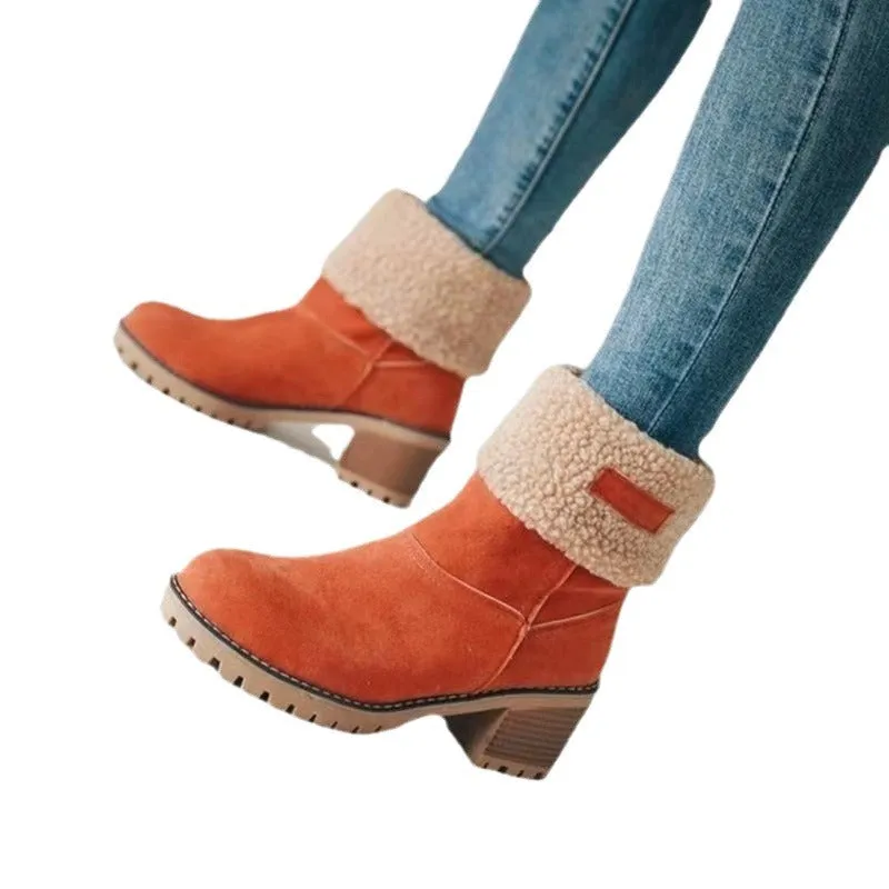 Women's Mid Calf Fur Lined Chunky Boots