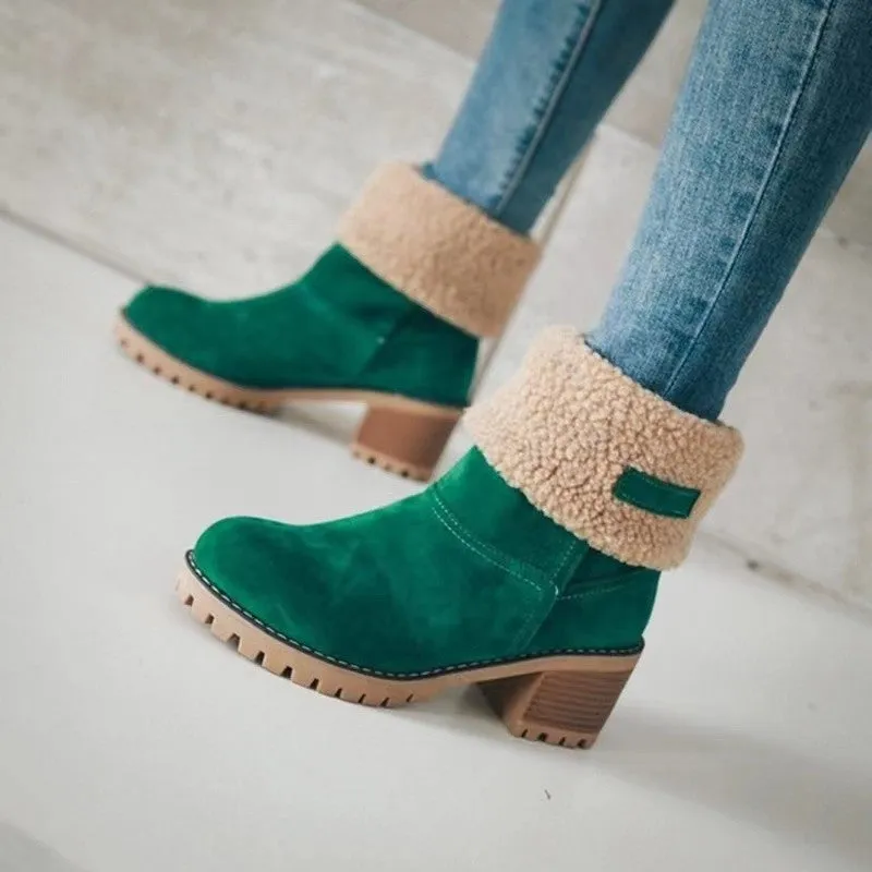Women's Mid Calf Fur Lined Chunky Boots