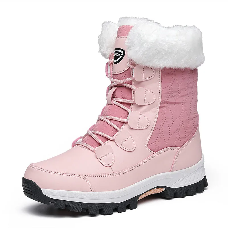 Women's Mid Calf Fur Lined Outdoor Walking Snow Boots