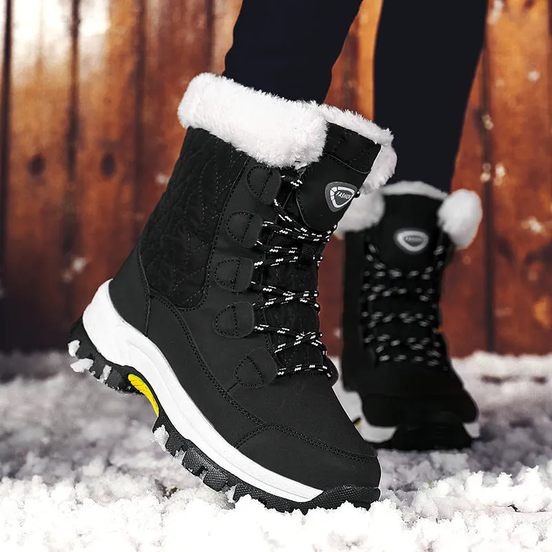 Women's Mid Calf Fur Lined Outdoor Walking Snow Boots