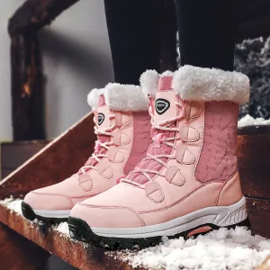Women's Mid Calf Fur Lined Outdoor Walking Snow Boots