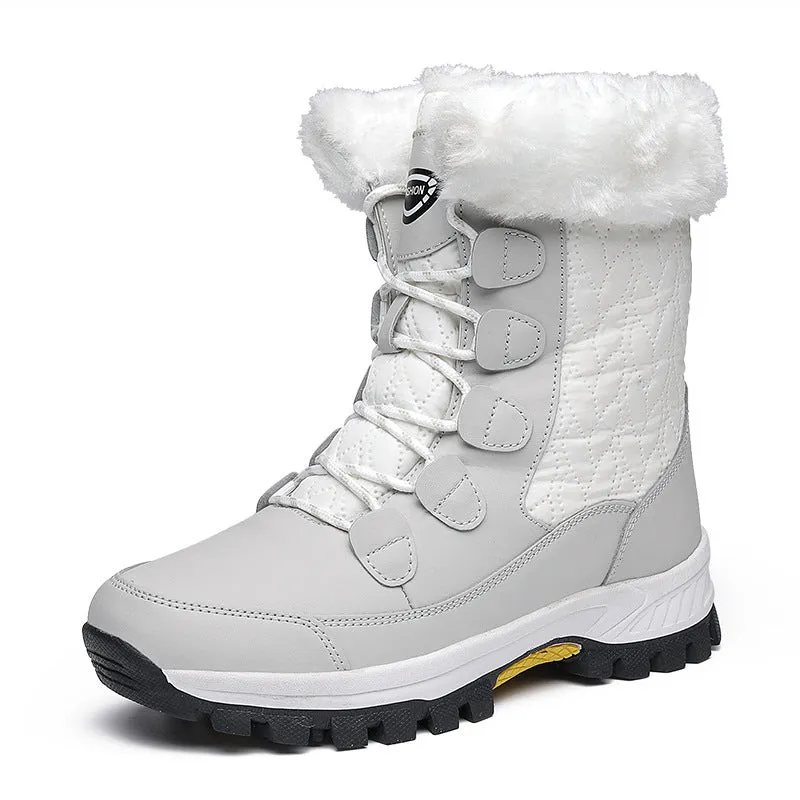 Women's Mid Calf Fur Lined Outdoor Walking Snow Boots