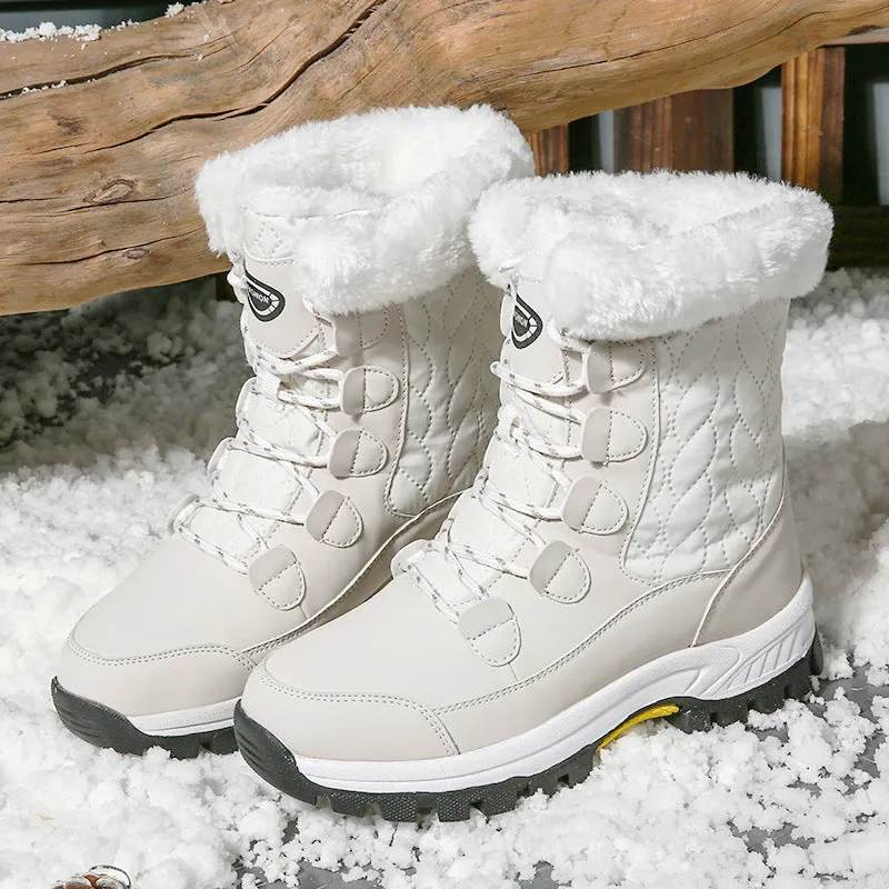 Women's Mid Calf Fur Lined Outdoor Walking Snow Boots