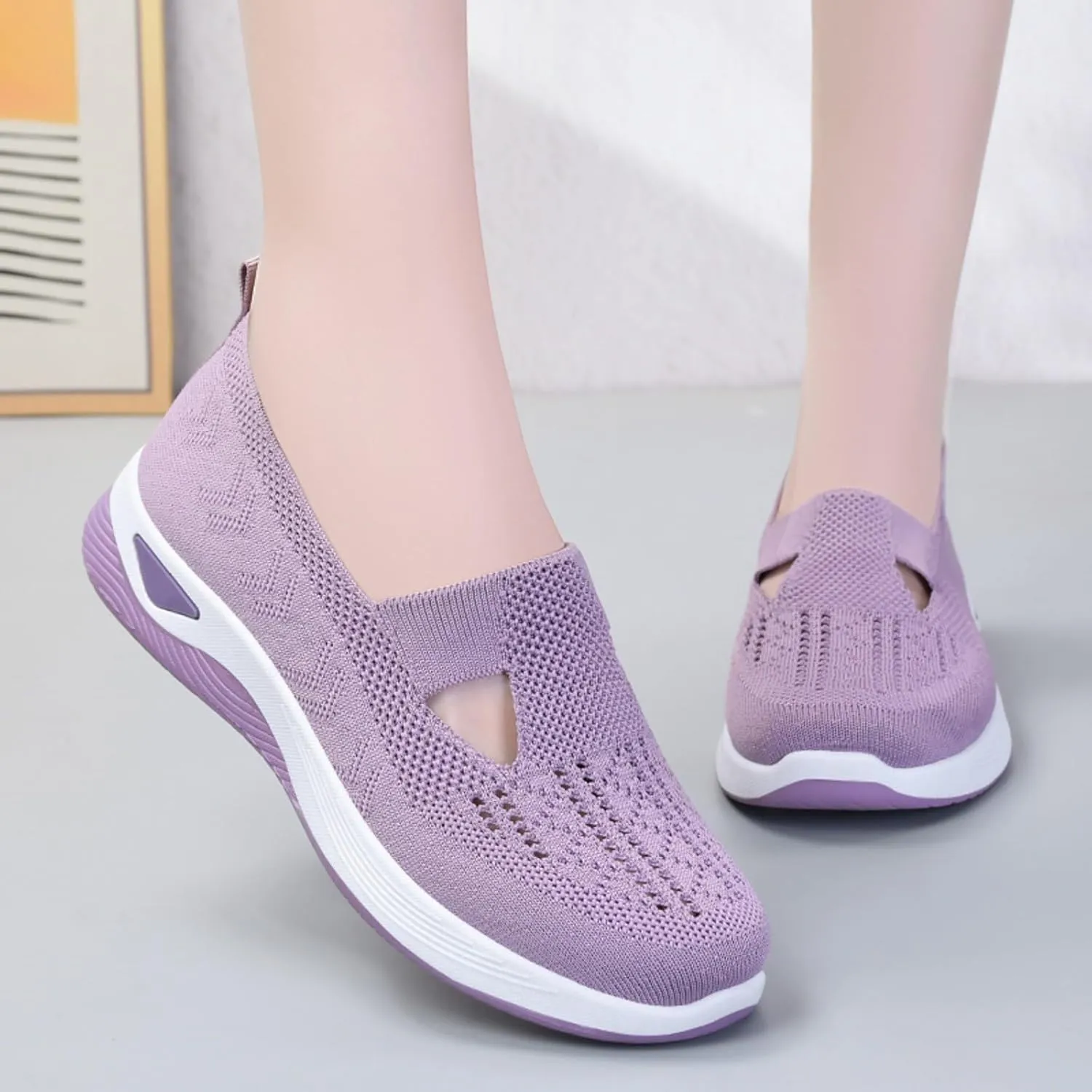Womens Orthopedic Slip On Sneakers Walking Shoes with Arch Support Comfortable Casual Loafers Plantar Fasciitis Relief Foot Heel Pain Diabetic
