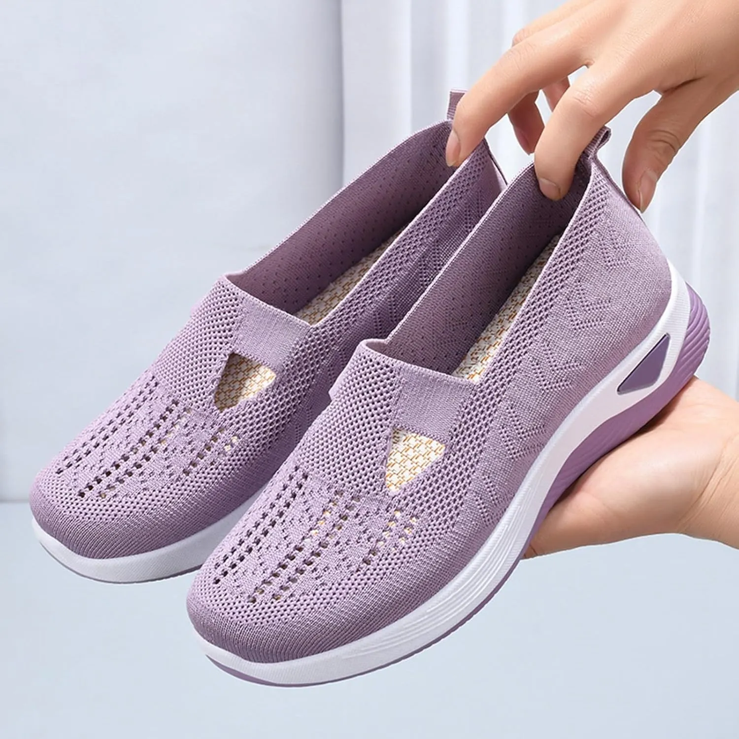 Womens Orthopedic Slip On Sneakers Walking Shoes with Arch Support Comfortable Casual Loafers Plantar Fasciitis Relief Foot Heel Pain Diabetic