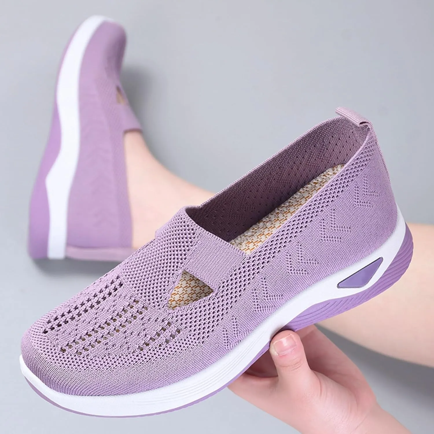 Womens Orthopedic Slip On Sneakers Walking Shoes with Arch Support Comfortable Casual Loafers Plantar Fasciitis Relief Foot Heel Pain Diabetic