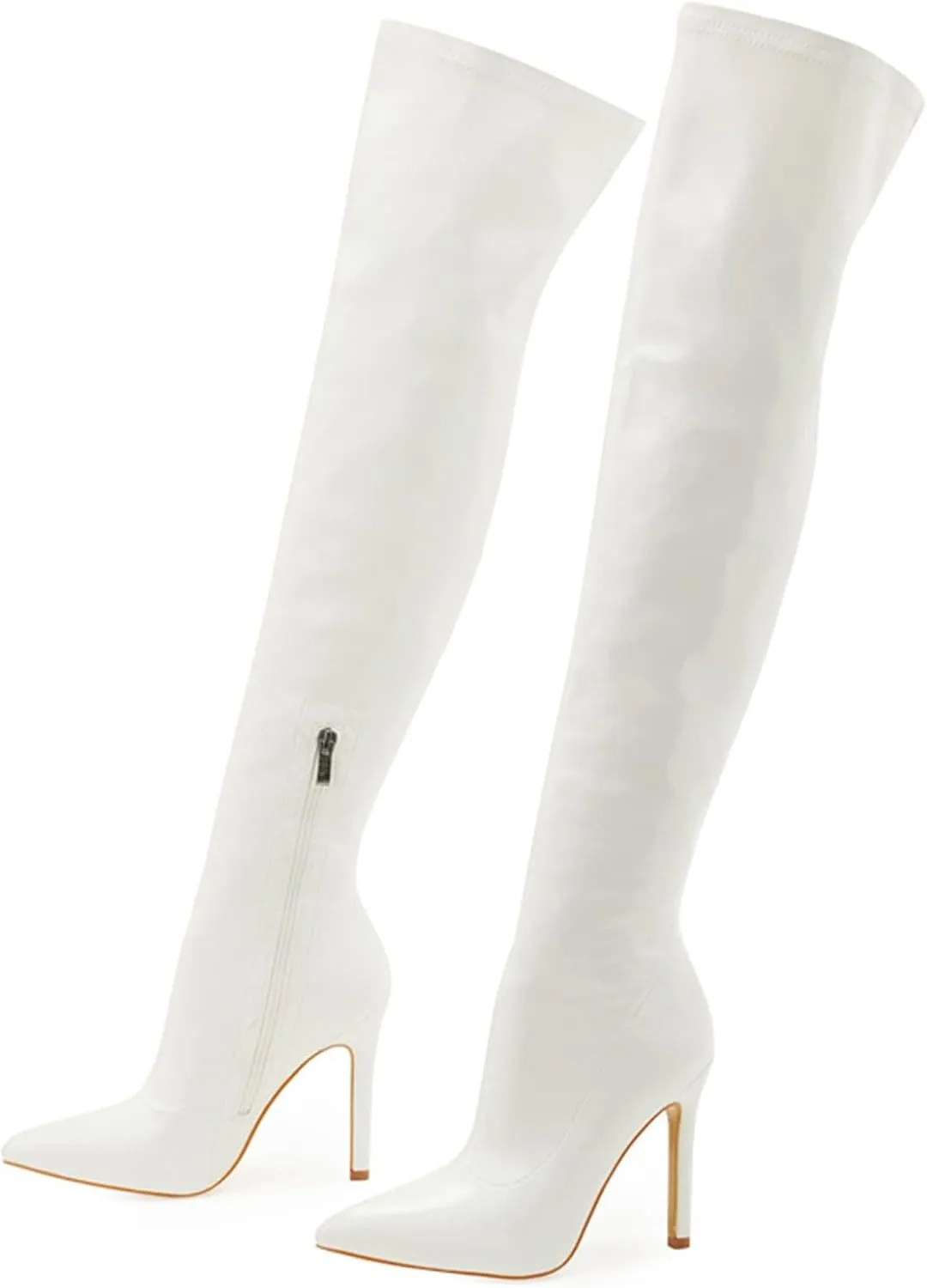 Women's Over The Knee Stretch Thigh High Boots Chunky High Heels Pointed Toe Long Fall Boots Knee High Cowboy Mid Calf