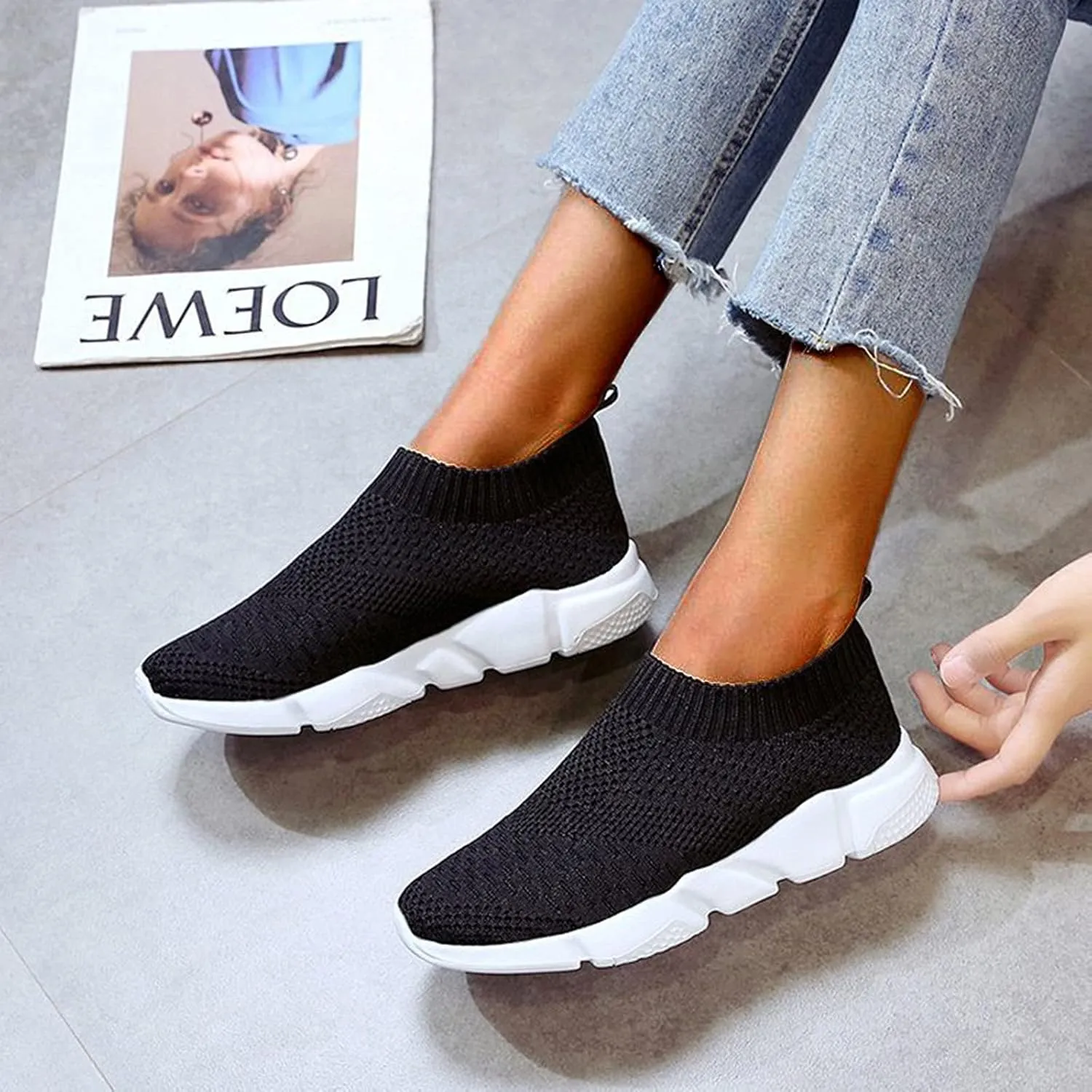 Womens Shoes 7.5 Wide Width Sneakers Slip On Sneakers Women Arch Support Wide Shoes for Women Sneakers Womens Light Weight Walking Sneakers Size 10 Wide Zapatos Das Ortop??Dicos para Mujeres