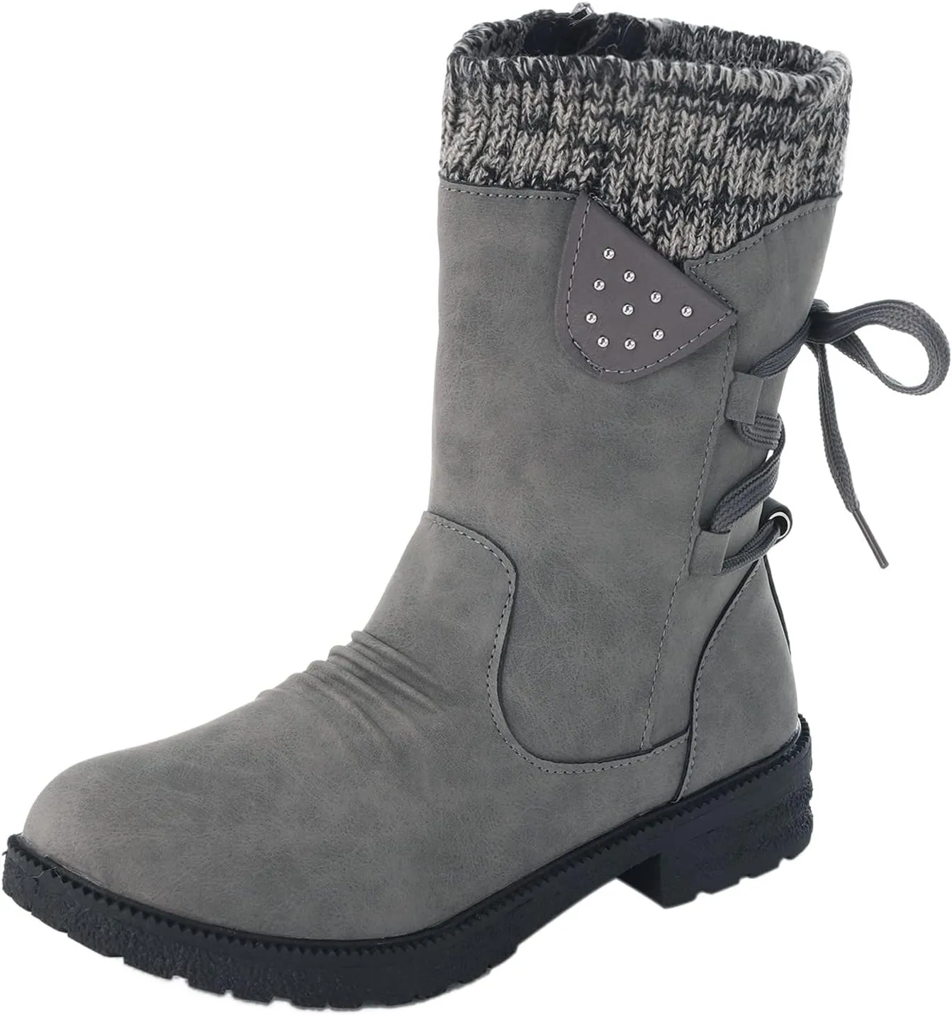 Womens Snow Boots 8.5 Wide Wide Foot Snow Boot for Women Women Platform Lace Up Winter Faux Fur Short Snow Boots Women's Winter Boots Black Womens Waterproof Winter Sneaker Boots