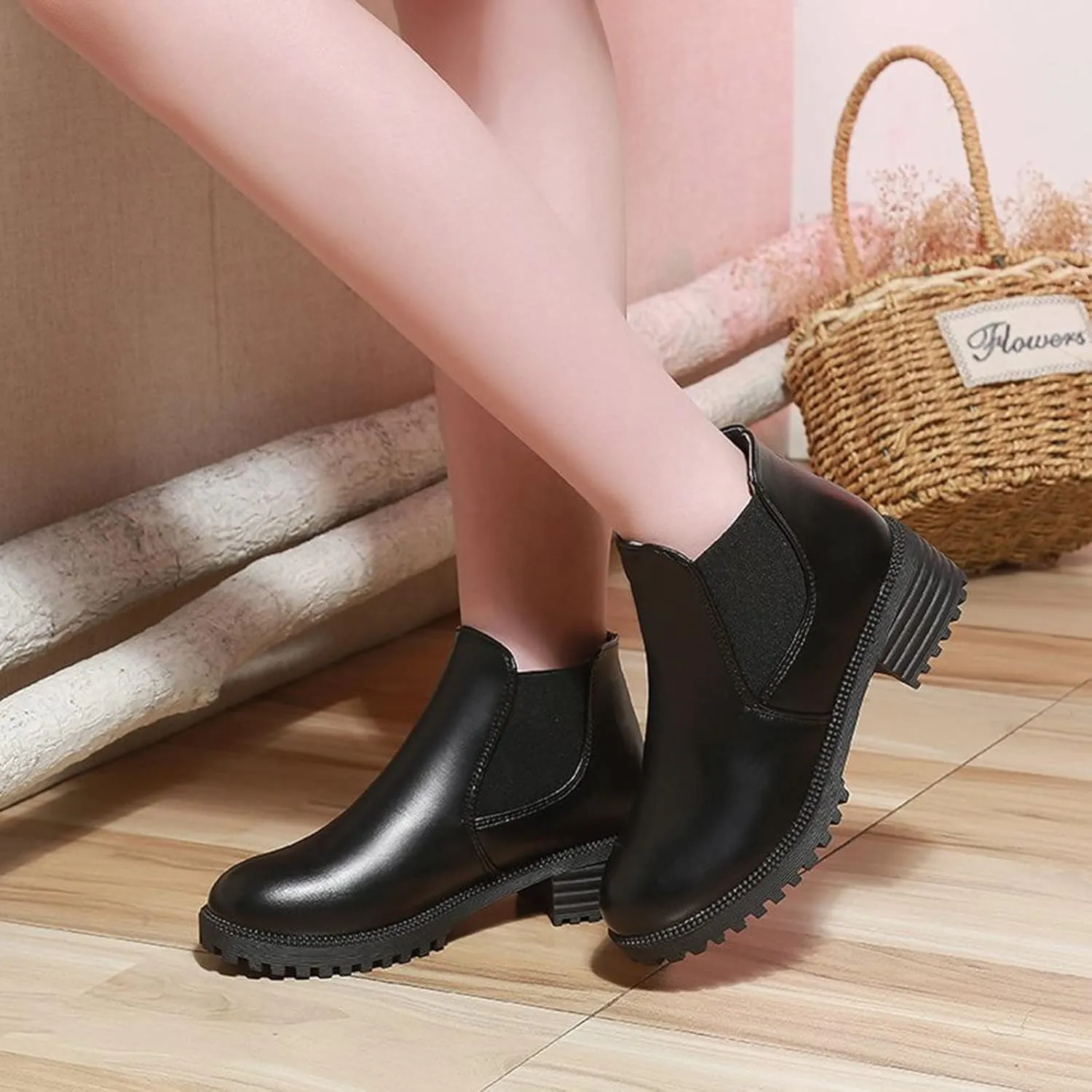 Womens Snow Boots Ankle Fall Booties for Women 2024 Boots for Women with Heel Boot Shoe Laces Flat Bottom Fashion Lug Sole Low Heel Chelsea Fashion