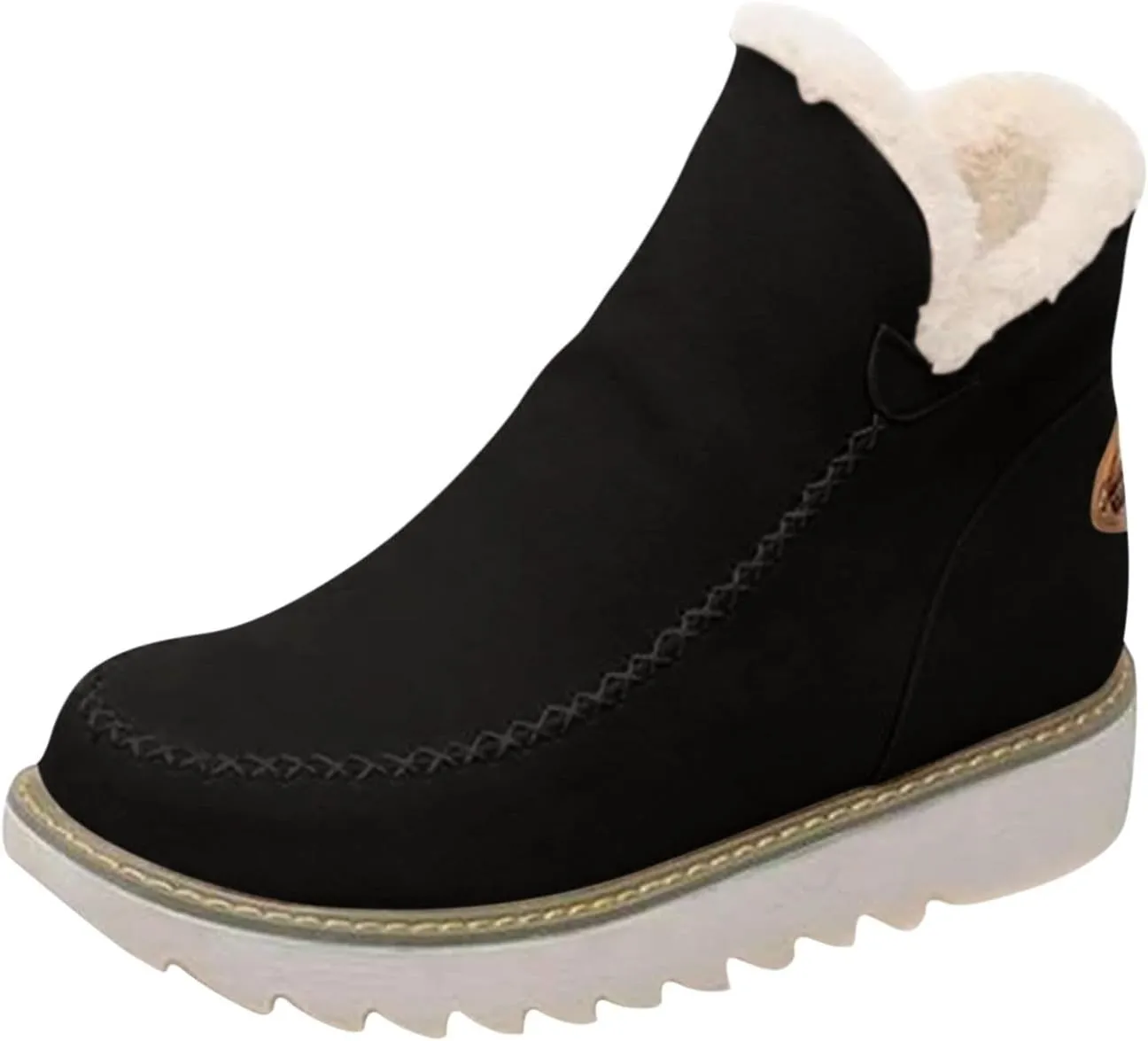 Womens Snow Boots Waterproof Wide Size 7 White Snow Boots Women Winter Brown Fur Boots for Women Waterproof Boots for Winter Waterproof Botas De Invierno Para Mujer Negras