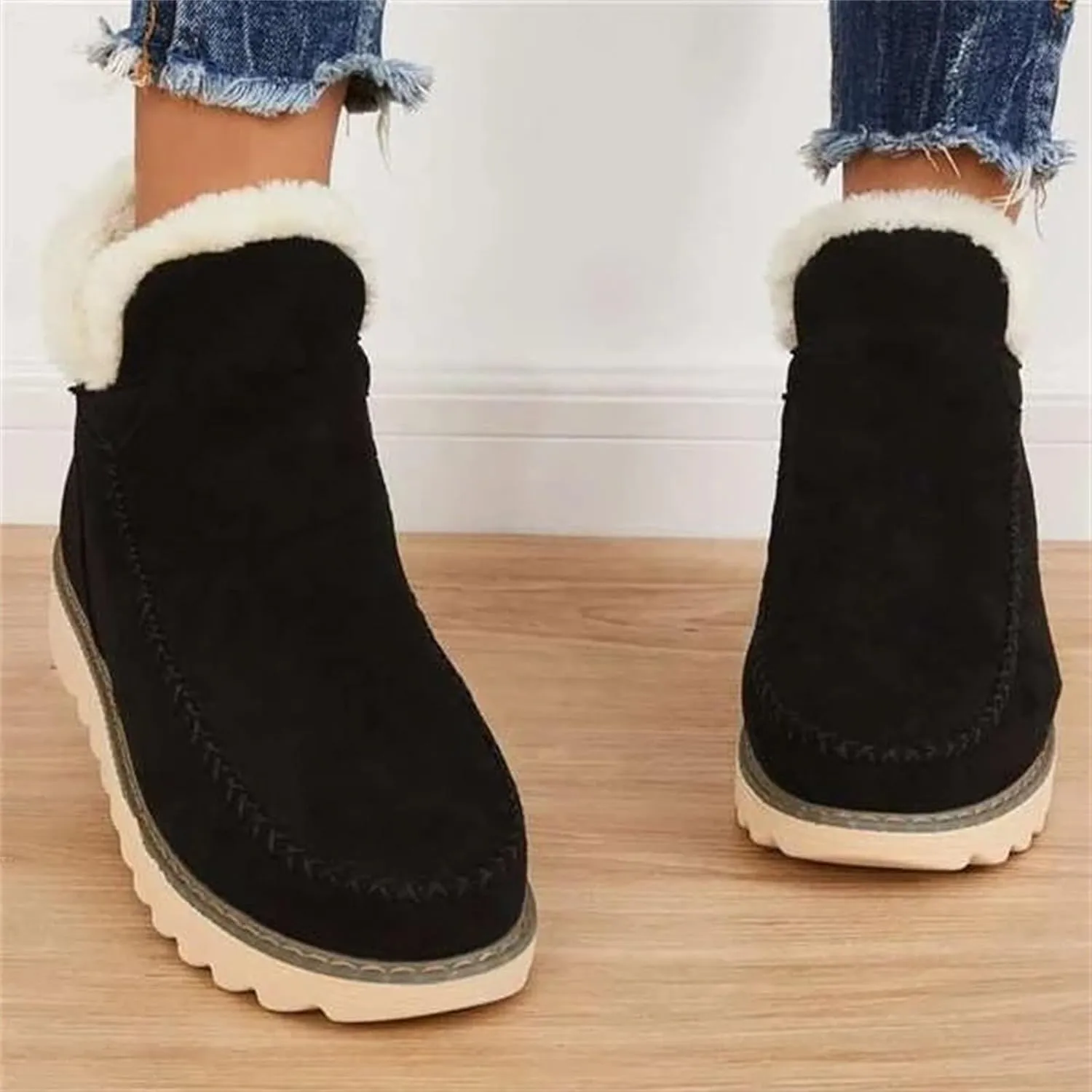 Womens Snow Boots Waterproof Wide Size 7 White Snow Boots Women Winter Brown Fur Boots for Women Waterproof Boots for Winter Waterproof Botas De Invierno Para Mujer Negras