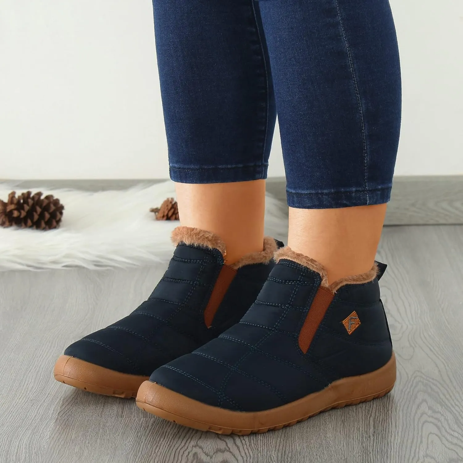Women's Snowboard Boots Womens Waterproof Slip Resistant Snow Boots Woman Winter Boots with Fur Womens Waterproof Ankle Boots for Walking Botas De Invierno Para Mujer Para El Agua