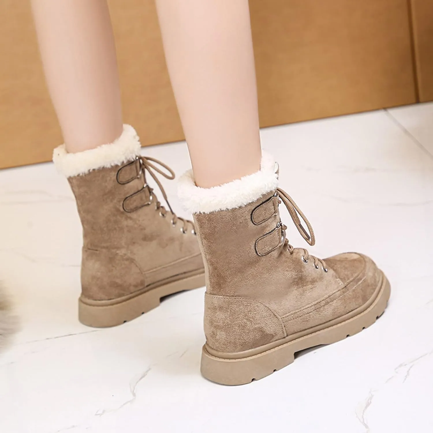 Womens Winter Snow Boots Fur Lined Warm Ankle Boots Wide Width Snow Booties Women Womens Snow Boot Womens Winter Hunting Boots Waterproof Insulated Tall Winter Boots for Women 2023
