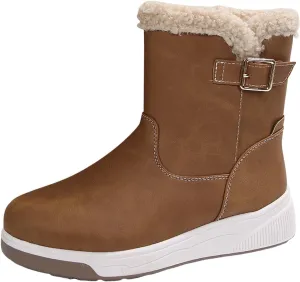 Womens Winter Snow BootsWalking Warm Faux Fur Lined Mid-Calf Hiking Booties Waterproof